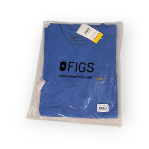NWT FIGS Women’s Leon Two-Pocket Caribbean Blue Scrub Top XS
